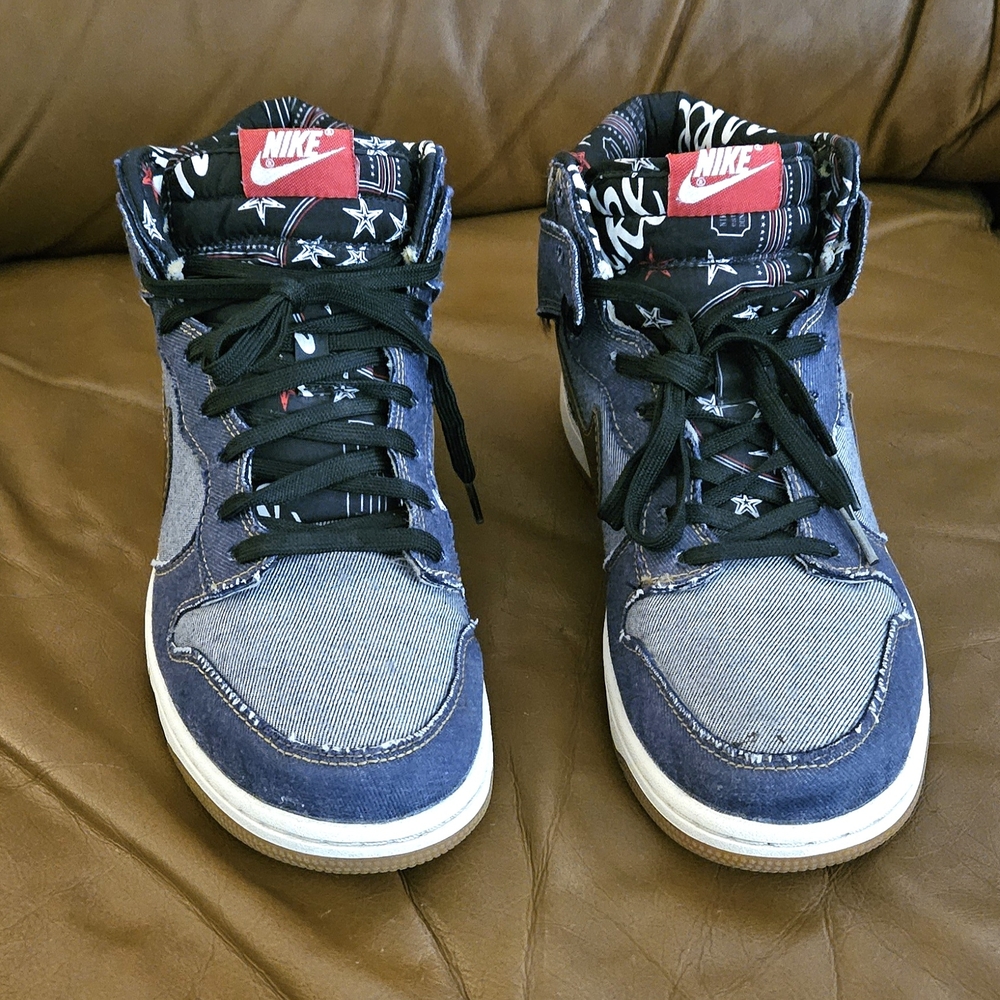 Men's Nike Dunk High CMFT Denim Multicolor Size 8 (EXCELLENT CONDITION) - Picture 6 of 14